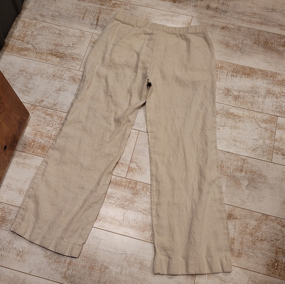 Old Navy Women's Linen Beige Wide Leg Crop Pants Size 10 - Picture 6 of 6